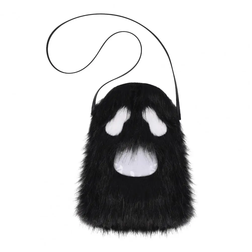 Soft Plush Shoulder Purse Halloween Ghost Plush Crossbody Bag Cute Spooky Shoulder Pouch Fluffy Mini Bag for Party Costume Use