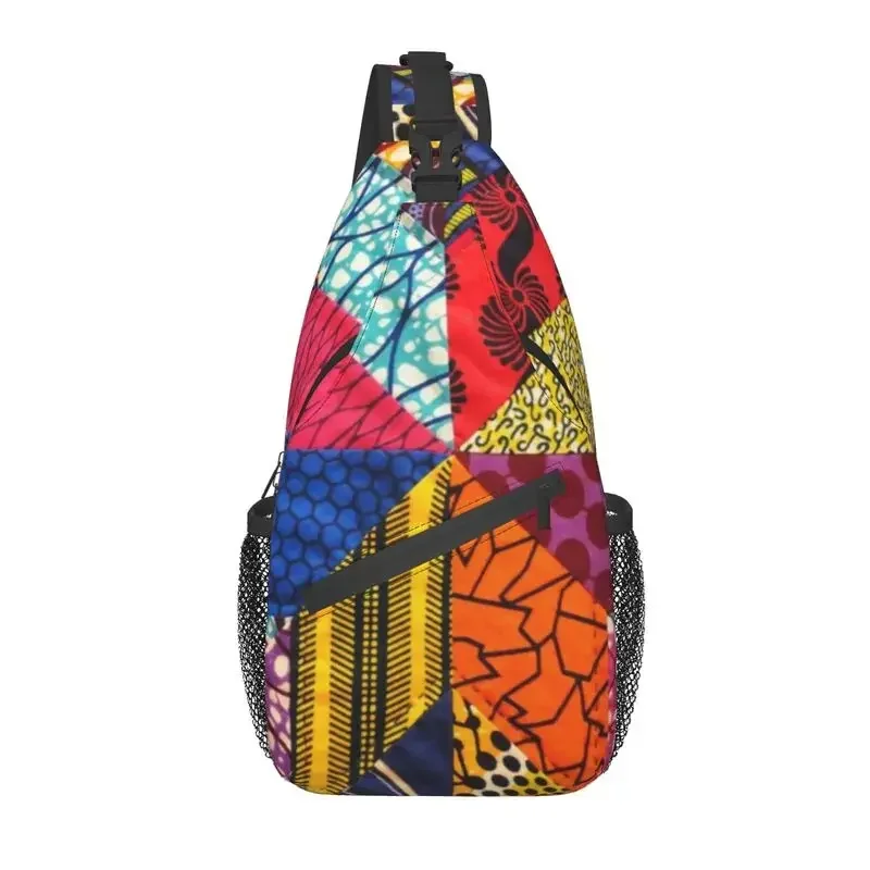 

Colorful African Ankara Print Sling Bags for Traveling Men Africa Tribal Geometric Art Crossbody Chest Backpack Shoulder Daypack