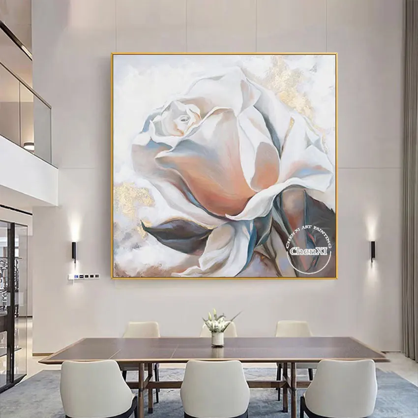 Large Flower Poster Art Office Decorative Rose Oil Painting Modern Luxury Wall Hangings Canvas Artwork Dropshipping Home Goods