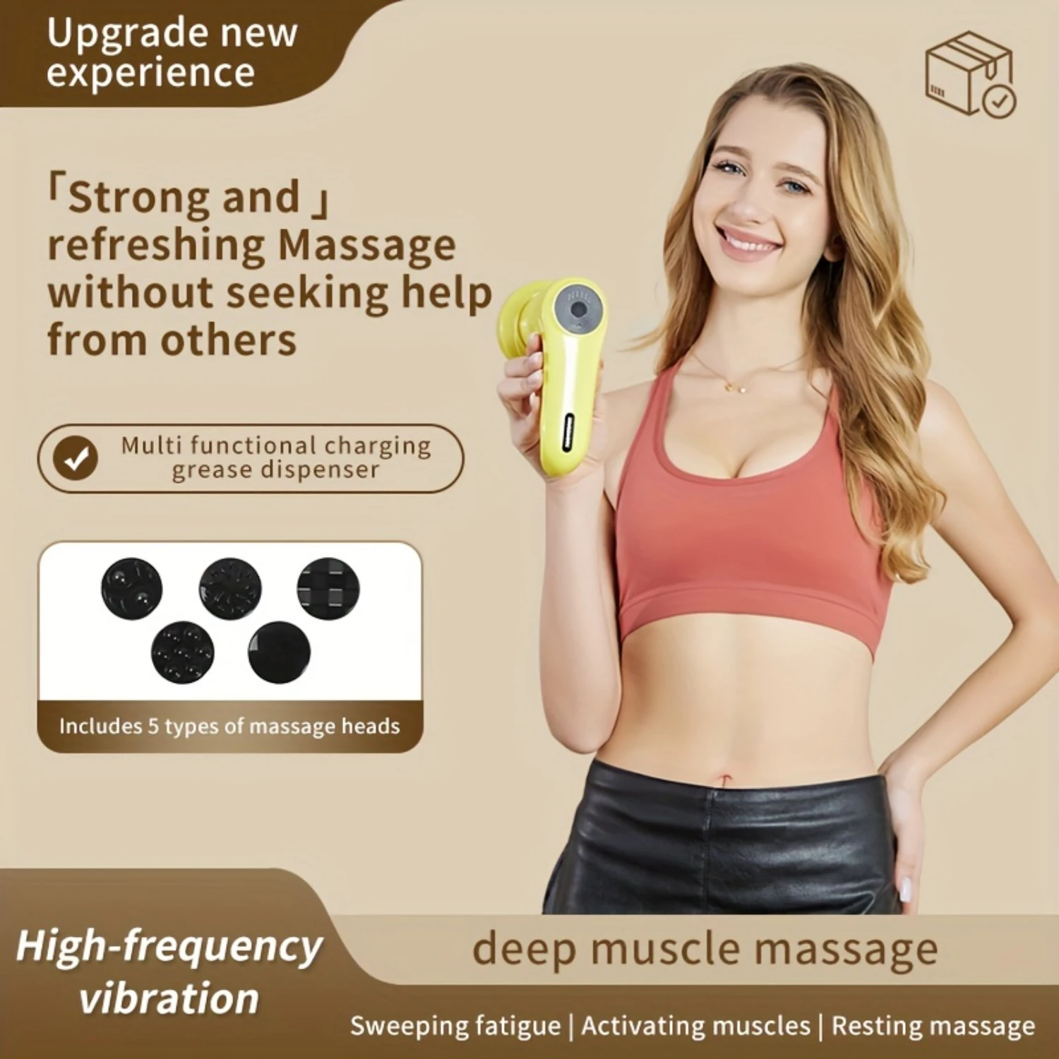

Portable Handheld Massager with Cloth Cover - USB Rechargeable, Stress Relief & Muscle Relaxation, Multi-Functional Body Massag