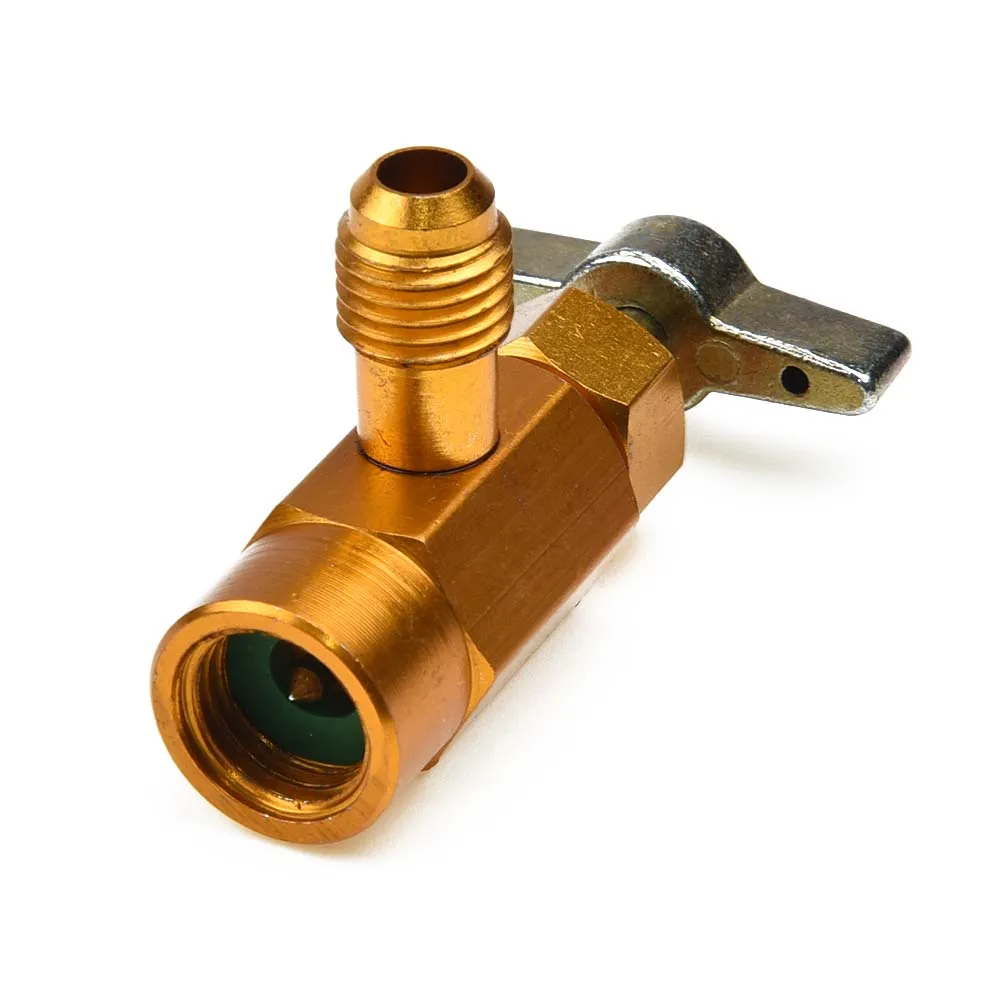 R134a AC DV134 Brass CAN TAP Opener Valve with 12 Adapter Connects to Manifold Pressure Gauges and Automatic AC Hoses