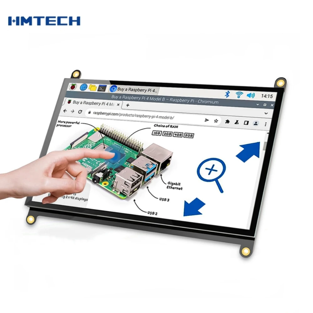 IPS 7 Inch Touch Screen Portable Monitor with Speakers 1024*600 Extended Screen for Raspberry Pi 3 4 Laptop PC Gaming Display