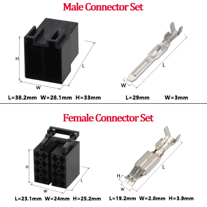 1-5Set 16Pin Male/Female Wire Harness Plug Connector Kit for Audio Radio Car Accessories - Audio Cable Socket Connectors