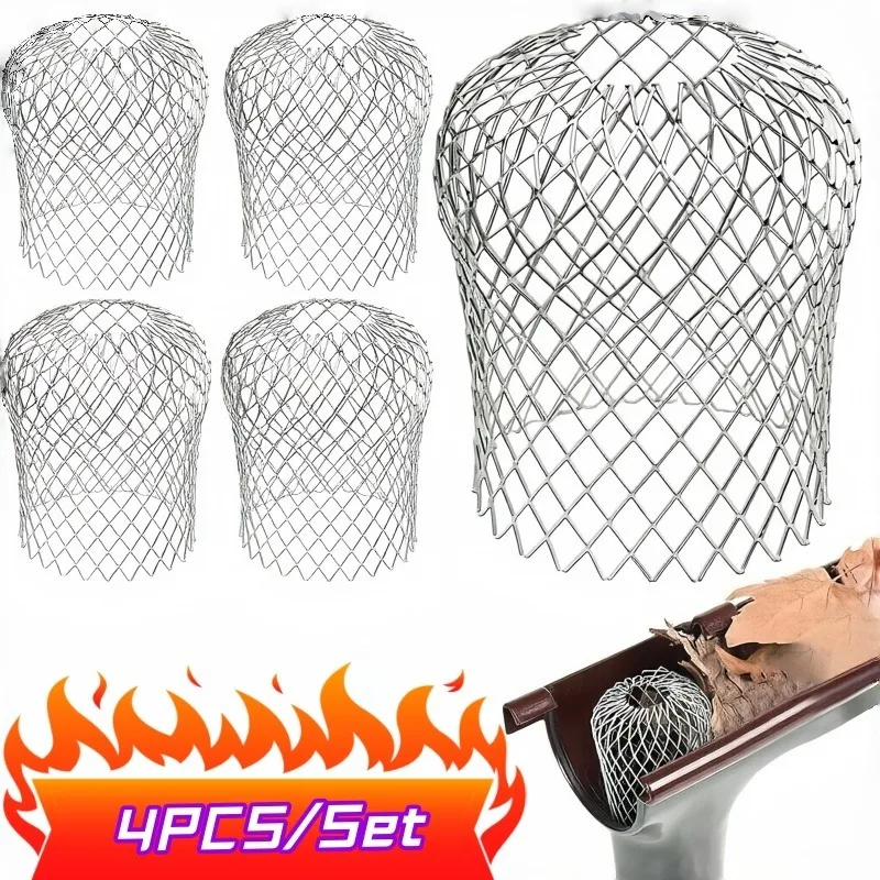 Metal Aluminum Filter Mesh Gutter Leaf Debris Mud Trap Guards Drain Pipe Cover Downpipe Guttering System Waterproof