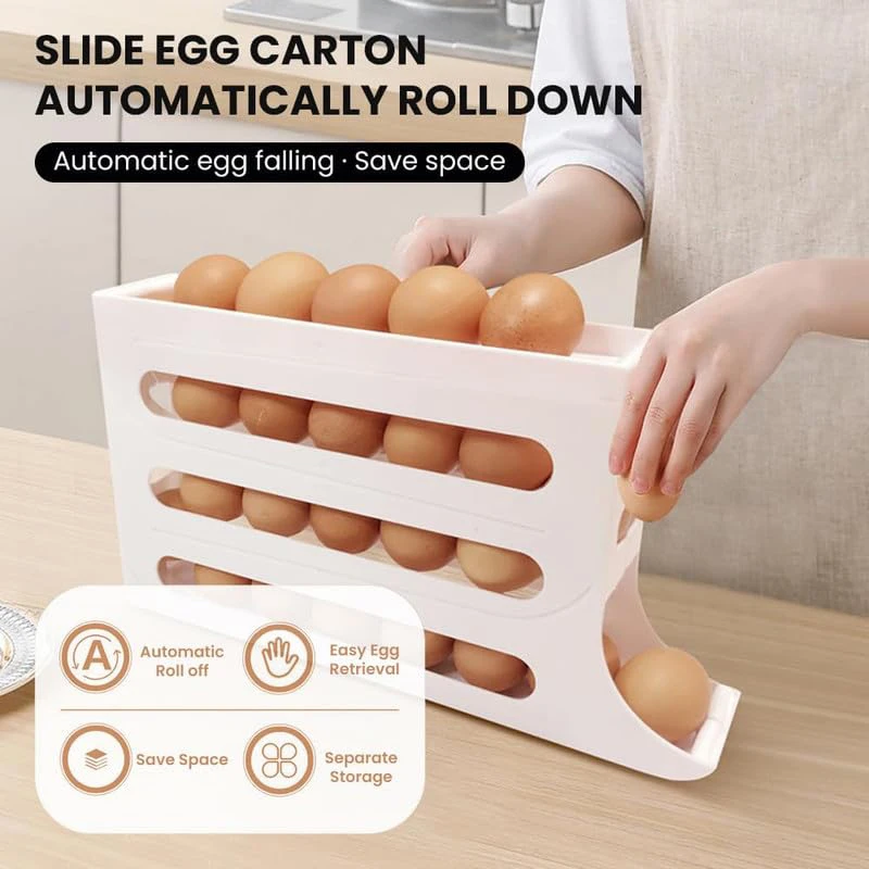 Food Grade Egg Rack Holder Automatic Egg Rolling Tool Slide Egg Storage Box Refrigerator Side Door Storage Box