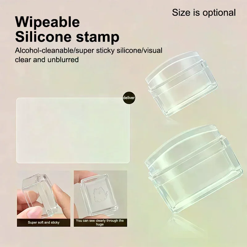 Transparent Nail Seal With Scraper Erasable French Nails Stamp Template Printing Tool Nail Polish Stamping Manicure Tool