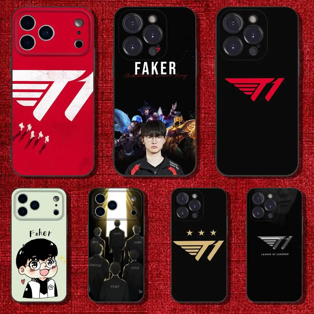 

T1 Team L-Lols Lck Faker Phone Case For iPhone 17,16,15,14,13,12,Pro,Max,Plus,E,SE4,Air,Mini Black Soft Cover