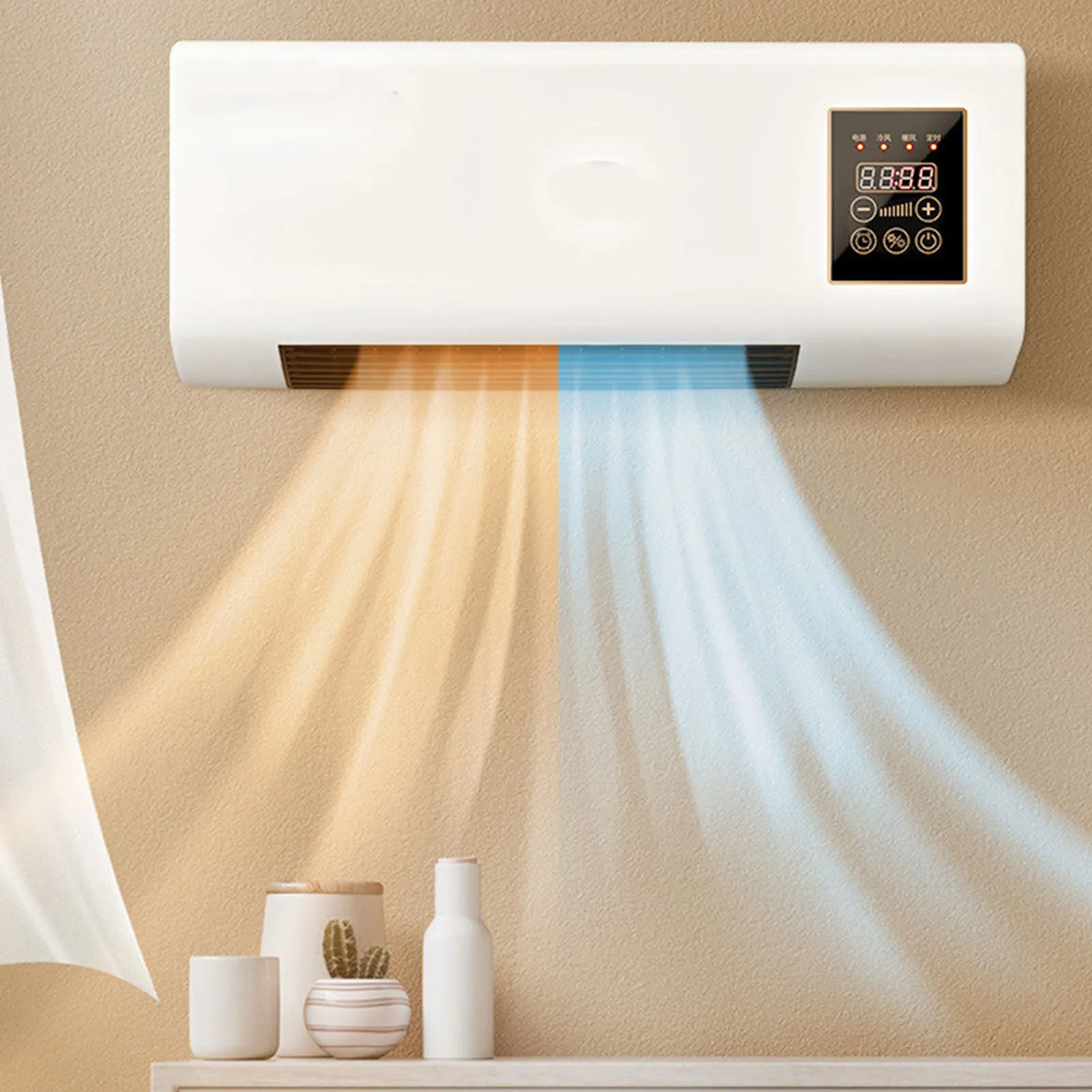 Aire acondicionado pequeño, aire acondicionado montado en la pared, rendimiento estable, 1800W, fresco, cálido, doble uso con Control remoto para el hogar