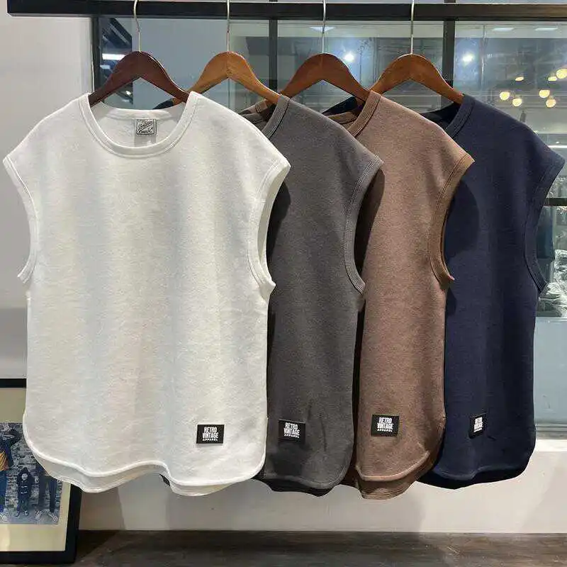 

Loose Men's Summer Ice Silk Vest Svel T-irt ort Sve White Base Layer Outdoor Wear round Ne Sweat Vest
