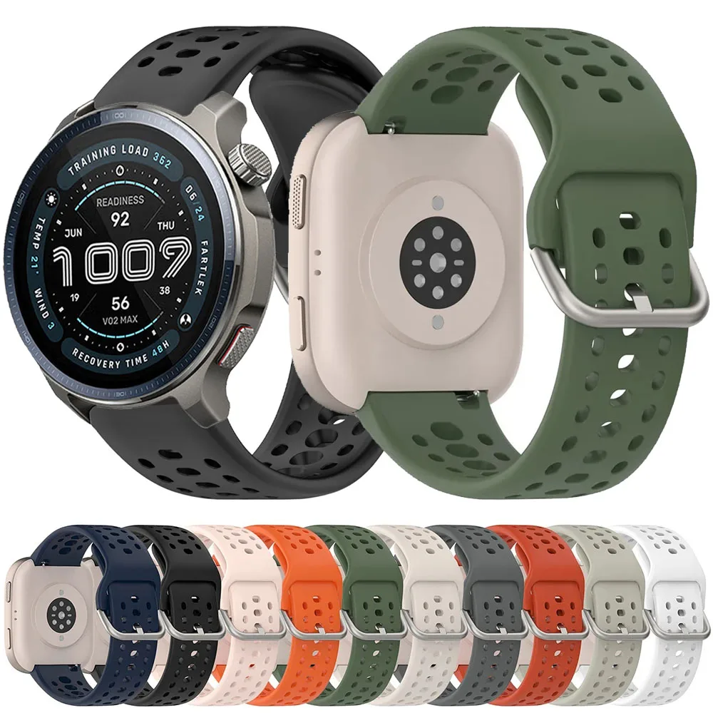 22mm Official Silicone Strap for Amazfit Bip 6 5 Sports Replaceable Wristband for Amazfit Balance 2 1/GTR 4 3 Pro/Cheetah Round