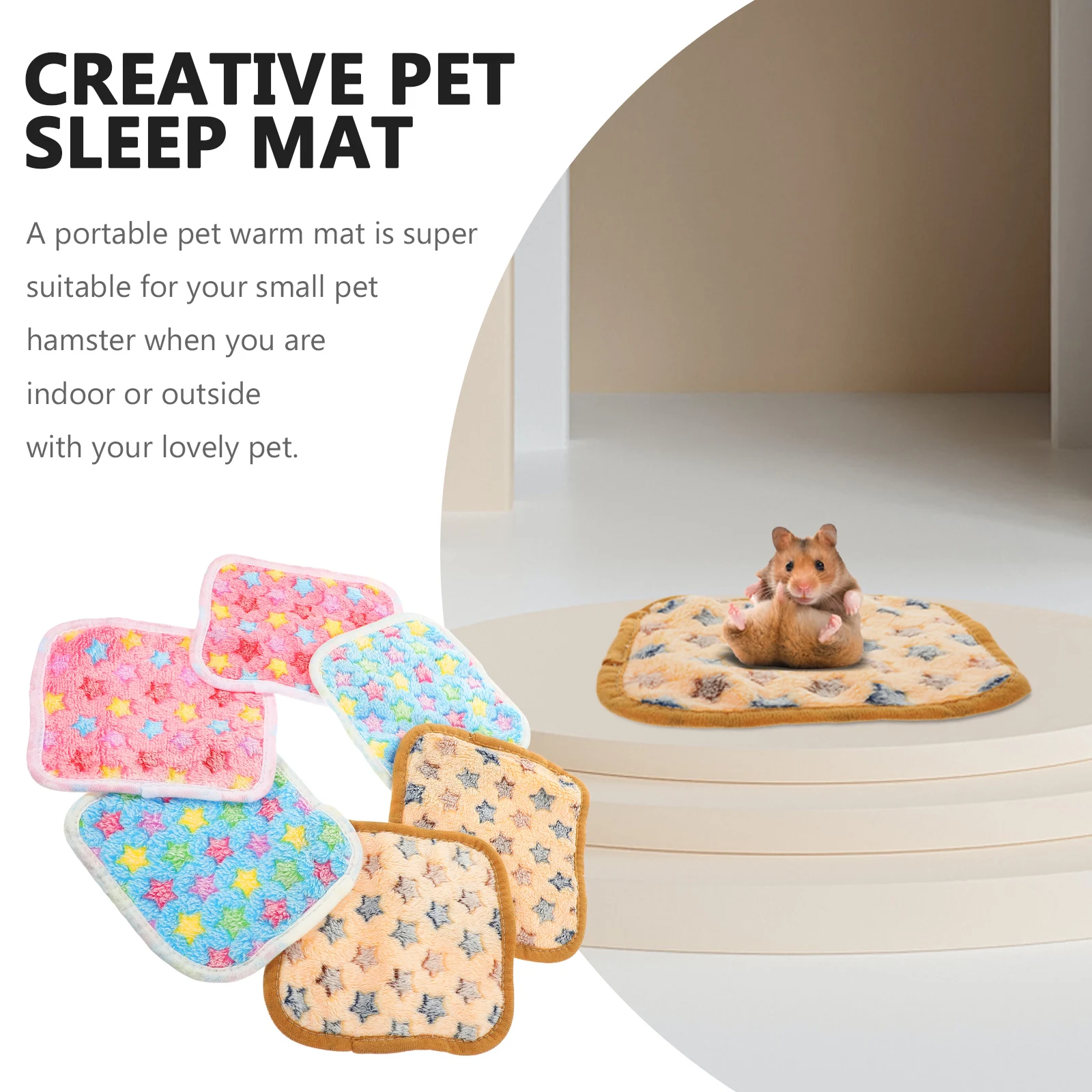 

6Pcs Pet Blankets Coral Fleece Hamster Mats Comfortable Guinea Pig Cage Liners Warm Small Animal Bed Hamster Mat