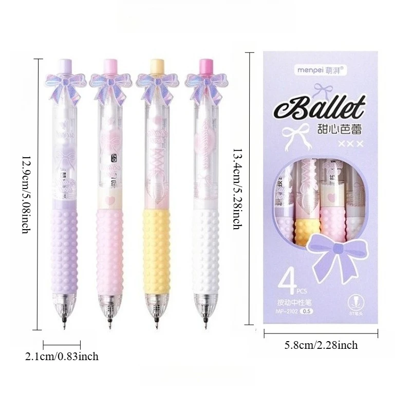 4pcs Sweet Retractable Gel Pens Set 0.5mm Needle Tip Fast-Drying Smudge-Proof Ink for Homework Exams Journaling Office Use