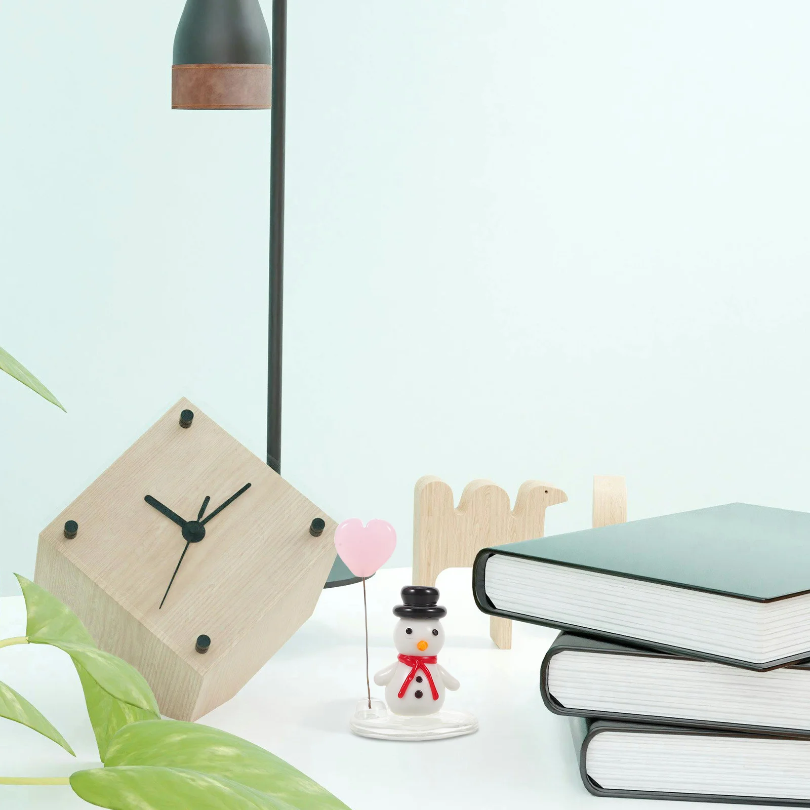 

Holiday Shelf Decor Christmas Glass Xmas Snowman Desktop Ornament Red Crystal Figurines