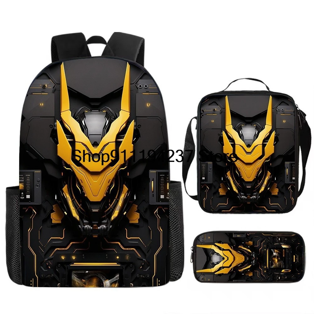 3D Classic Popular Mechanical Style 3pcs/Set Student School Bags Laptop Daypack Backpack Crossbody Lunch Bag Pencil Case