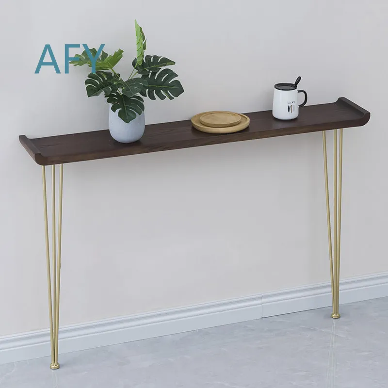 Solid Wood Console Table with Riser Edge for Wall Mounted Entryway Shelf Minimalist Long Hall Table for Home Decor Accent