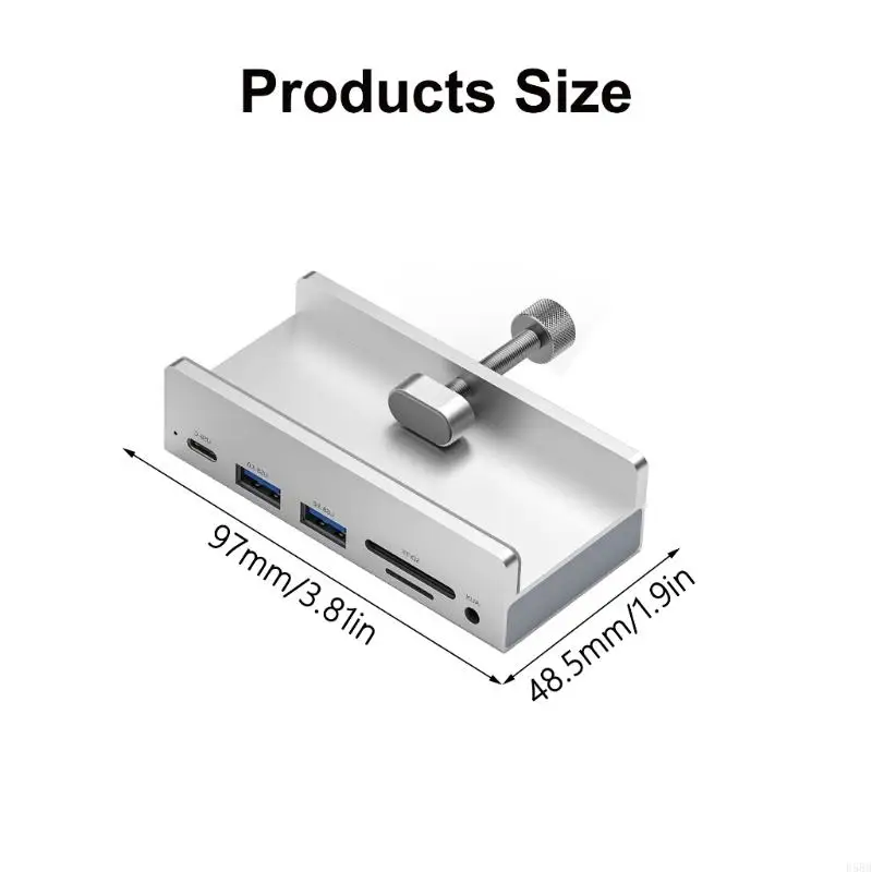 D5BB HUB USB tipo C fácil usar con fuente alimentación USB C lectura rápida tarjetas 5 Gbps