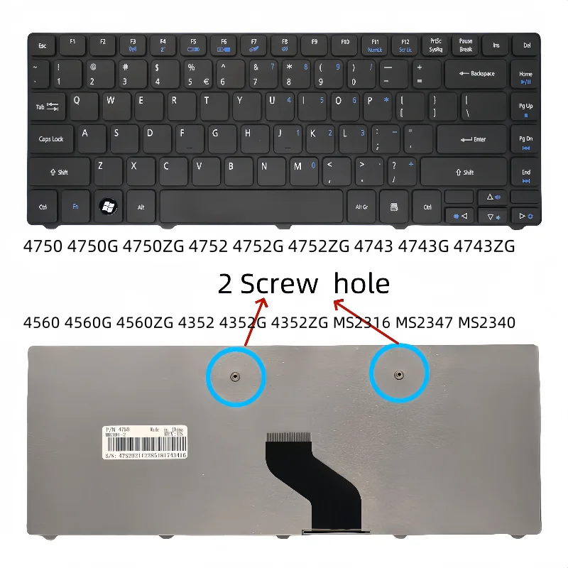 New US English Laptop Layout Keyboard For Acer 4741G 4750 4743G 4752G 4560G 4736 4352 4738ZG 3810T TM4750 4745 MS2316 MS2347