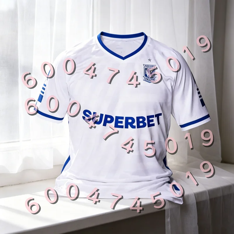 Camiseta de Fútbol Lech Poznan 2026/27 Visitante, Conjuntos Familiares a Juego, Camiseta de Fútbol Blanca y Azul, Ropa Deportiva de Secado Rápido para Adultos y Niños