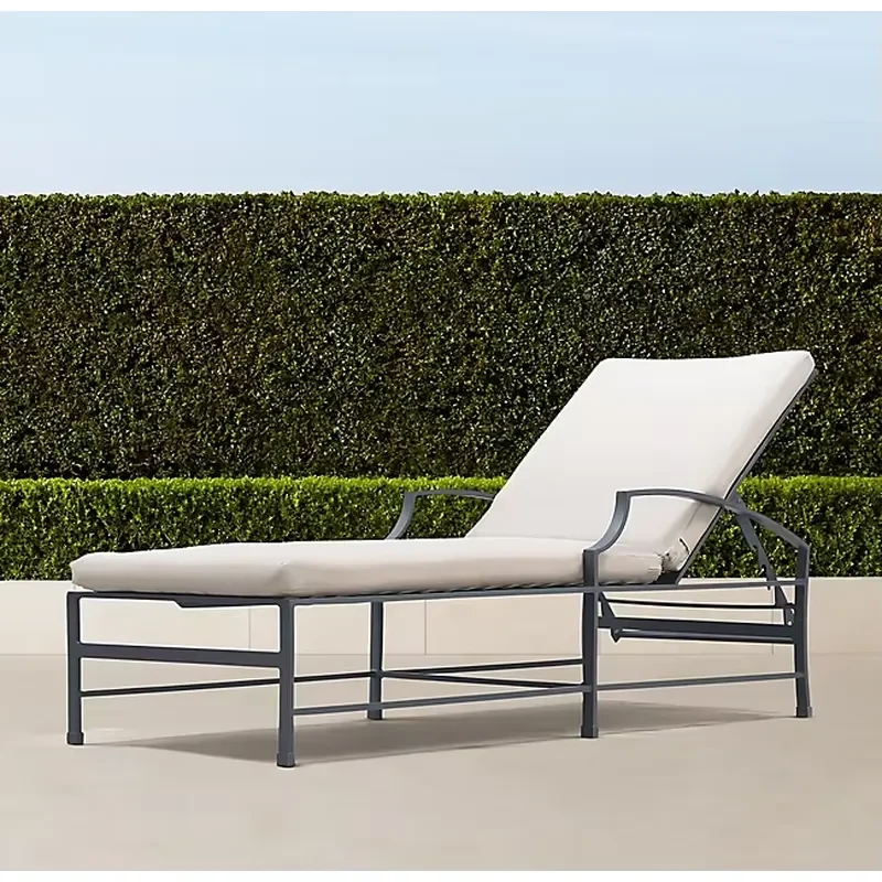 Outdoor Patio Simple Seater Design Durable Forged Aluminum Frame Lounger Chaise Lounge Furniture