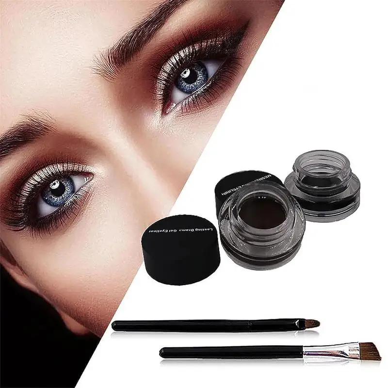 Black Brown Eyeliners Cream Waterproof Non Smudging Long Lasting Eyeliners Gel Eye Liners Makeup Tools With Brush Set