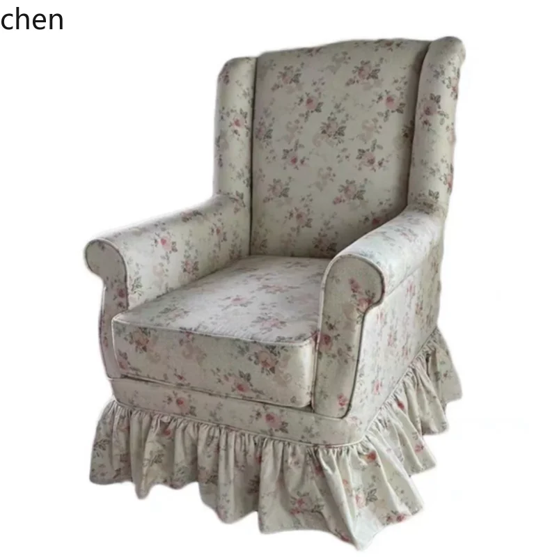 QZT small floral skirt single chair casual armrest high backrest living room sofa