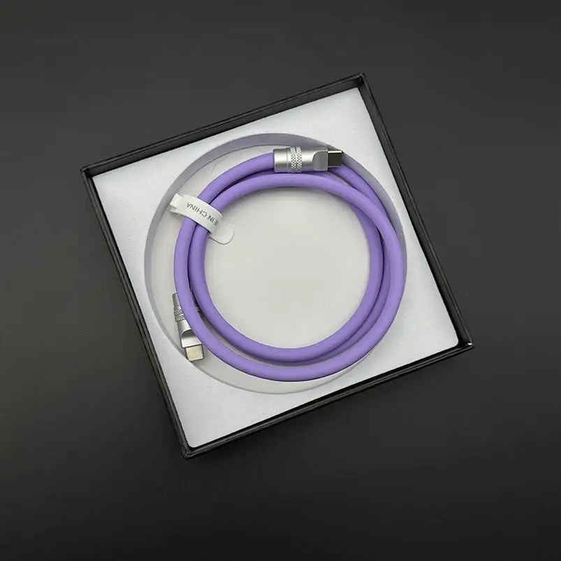 

USB4 Full Function Dual pe-C Silicone Data Cable Lightning 4/3pd240W Fast Charge 40Gbps for Notebook Cuter