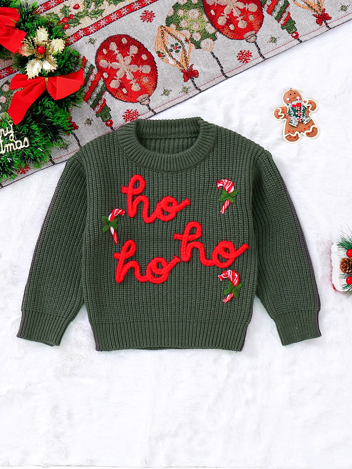 Baby Sweater Christmas Clothes Autumn And Winter Newborn Round Neck Long Sleeved Letter ‘ha ha ha’ Embroidered Infant Sweater