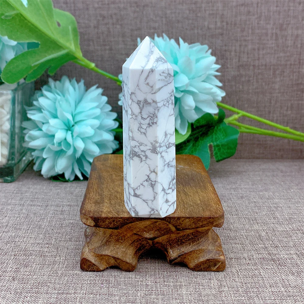 

Quartz Stone Natural Crystal HowliteTower Point Painting Gemstones Energy Ore Reiki Home Decorations Holiday Gift