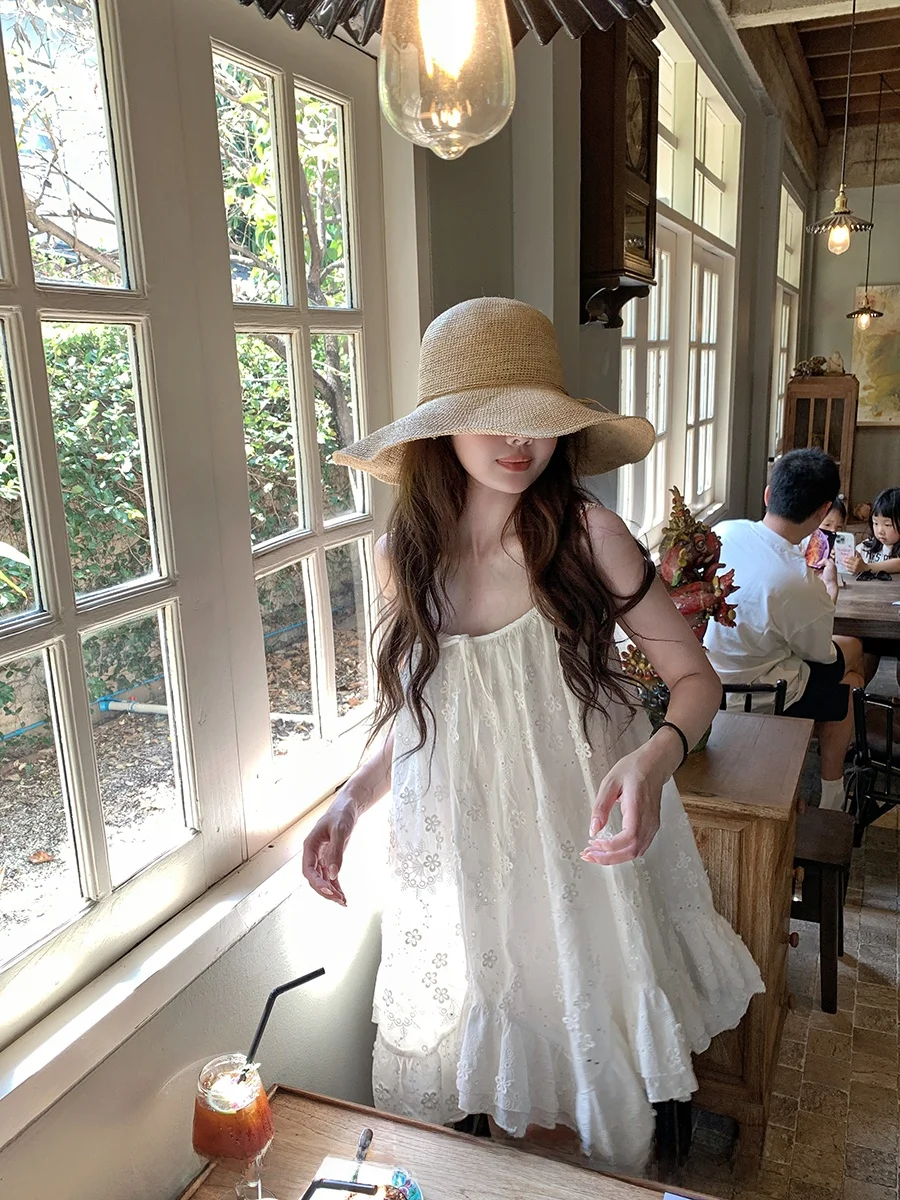 

CallmeEar Embroidered Strap Dr Spring ort Pure Desire Holiday Skirt Women's Faion Single Piece Other Material