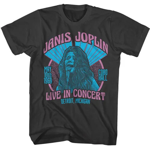 Футболка для взрослых Janis Joplin Live Cobo Hall Distressed Smoke.