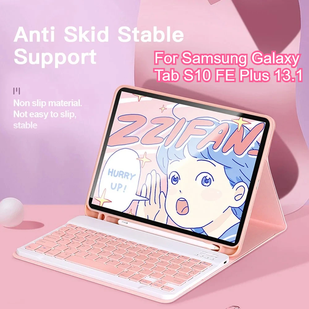 

12" Keyboard Tablet Case for Samsung Galaxy Tab S10 FE + Plus 13.1 Inch 2025 SM-X620 X626B with Pencil Slot Stand Keyboard Cover