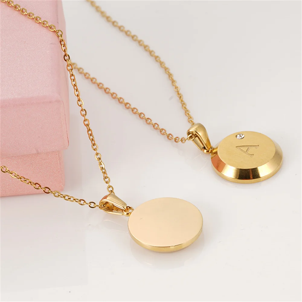 Minimalist Initial stainless steel Gold Letter Necklace for Women With Zircon Alphabet Pendant Jewelry Birthday Gifts Wholesale