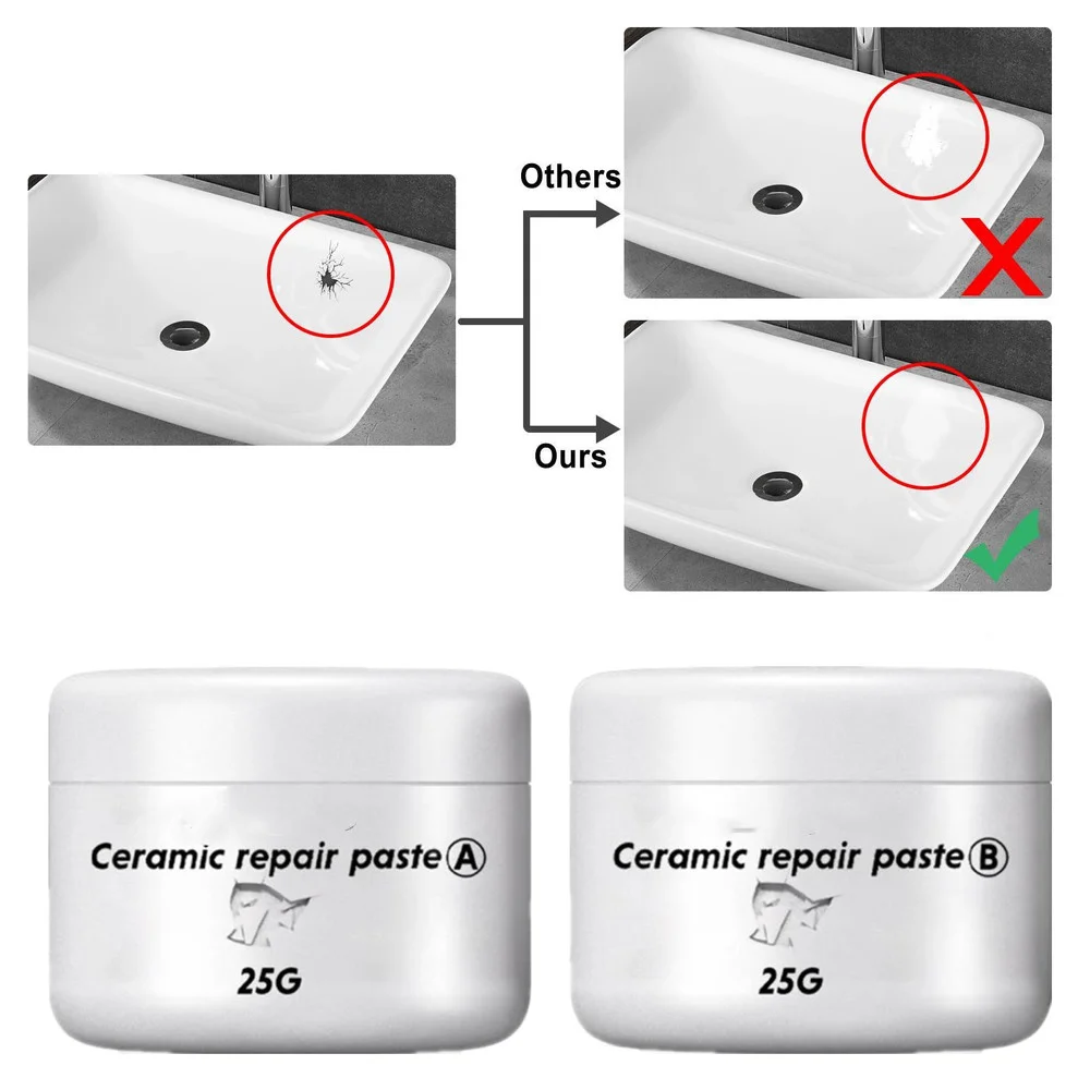 

2pc Ceramic Repair Paste 30g Quick Dry White Porcelain Crack Chip Porcelain Repair Kit Tub Tile and Shower Repair Tile Adhesive