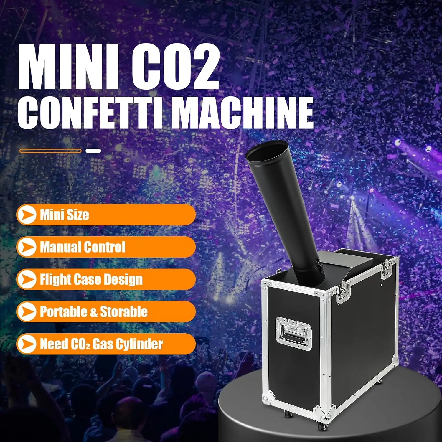 200W Stage Co2 Confetti Machine Manual Control Confetti Blaster Jet With Flycase For Wedding Outdoor Event Party