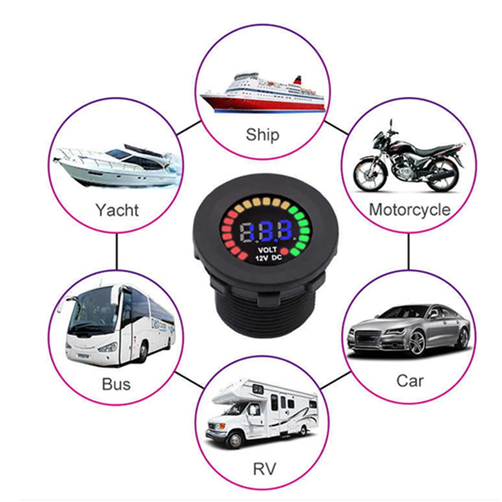 Voltmeter 12 V Motorcycle Car LED Digital Display Voltmeter Waterproof Voltage Volt Meter Gauge Black New Volt Meter