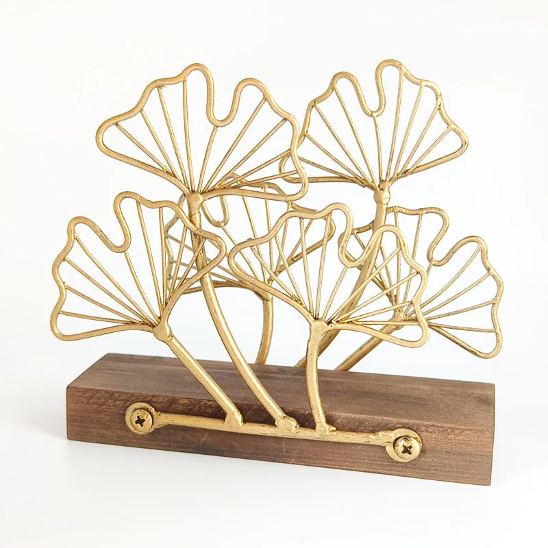 Nordic Kitchen Restaurant Desktop Ginkgo Biloba Vertical Tissue Holder Napkin Holder Solid Wood Bottom Creative Retro Home
