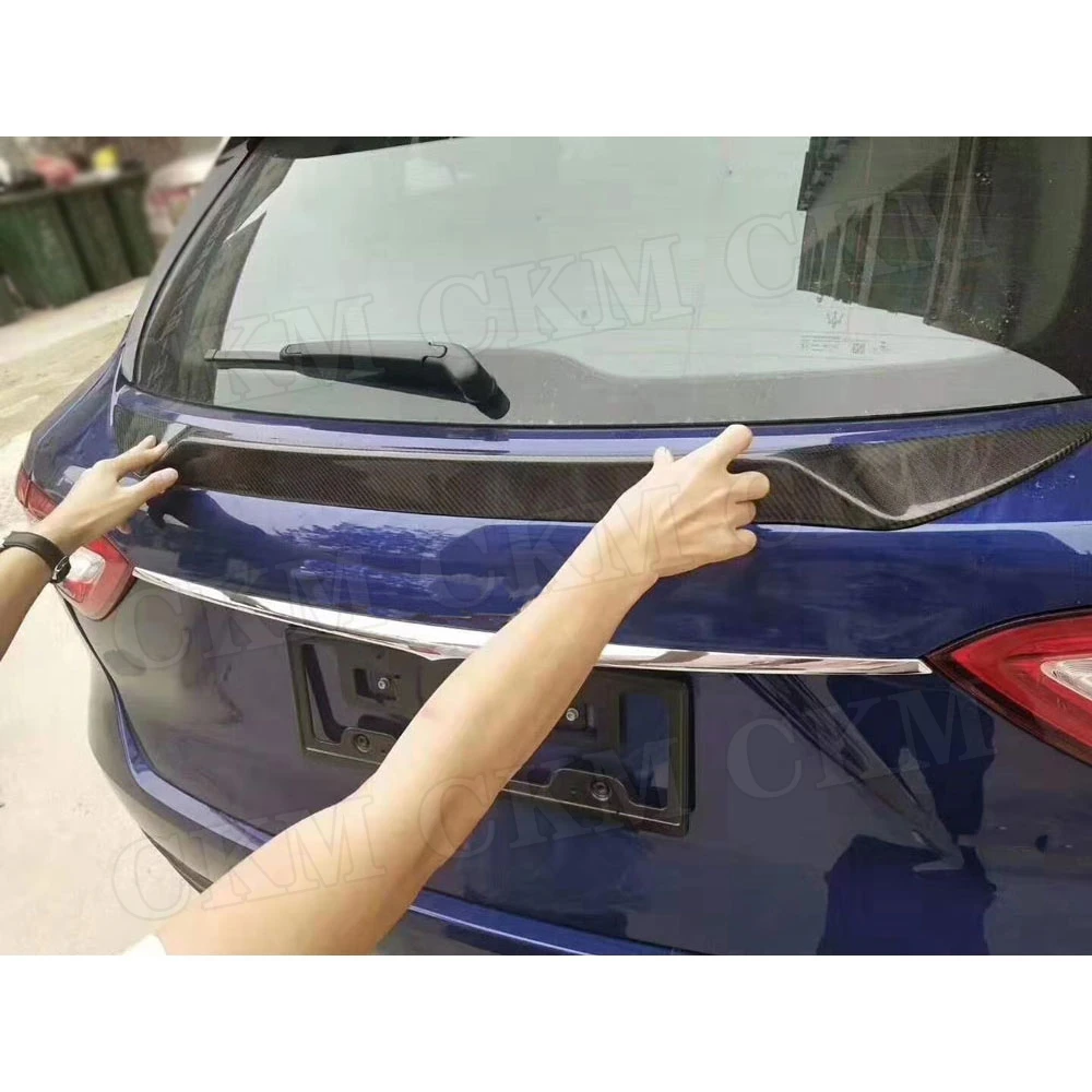 Rear Spoiler Middle Trim Wings for Maserati Levante S Sport Spoiler 2016 2017 2018 Carbon Fiber Boot Sticker Car Accessories