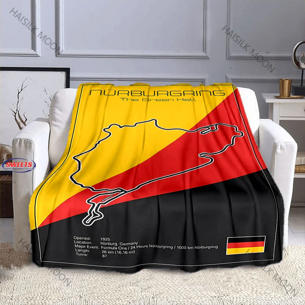 F1 إيمولا موناكو المسار الدائرة طباعة كل موسم بطانية لغرفة أريكة ، صيغة 1 رياضة السيارات موضوع ديكور سباق عاشق هدية عيد ميلاد
