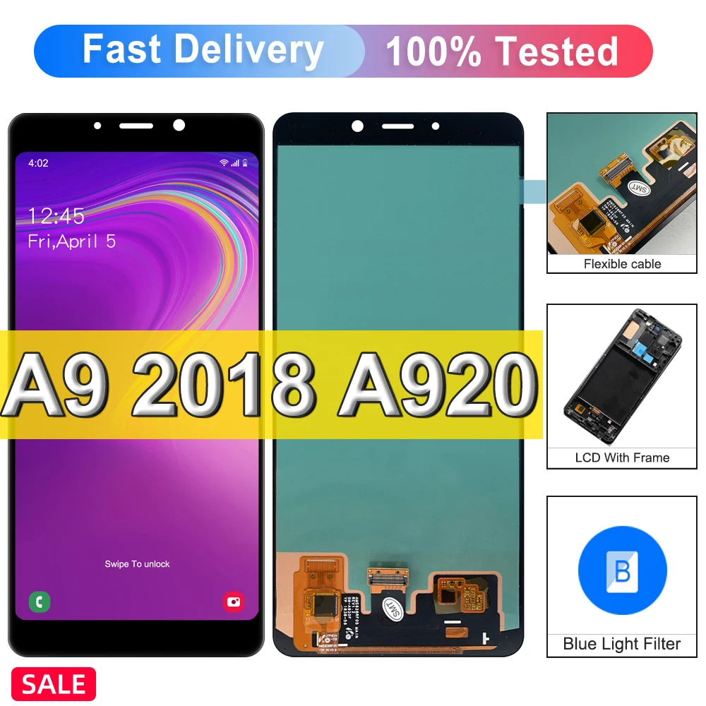 Go! Super AMOLED For Samsung Galaxy A9 2018 A920 A920F SM-A920F/DS LCD Display Touch Screen Digitizer Assembly For A9Star Pro