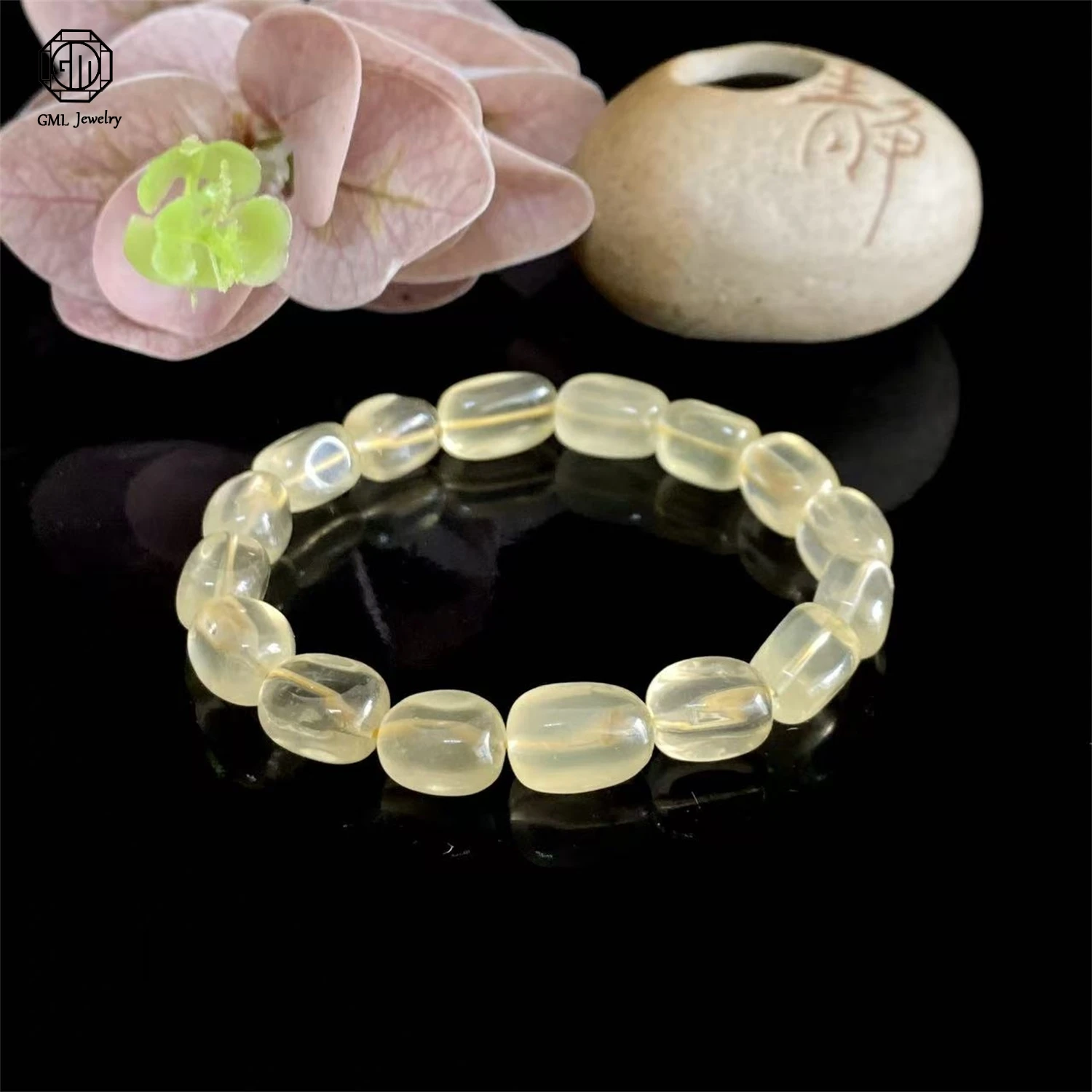

Natural Lemon Yellow Citrine Beaded Bracelet Vintage Ethnic Candy Round Agate Women Party Festival Friend Jade And Jewelry Gift
