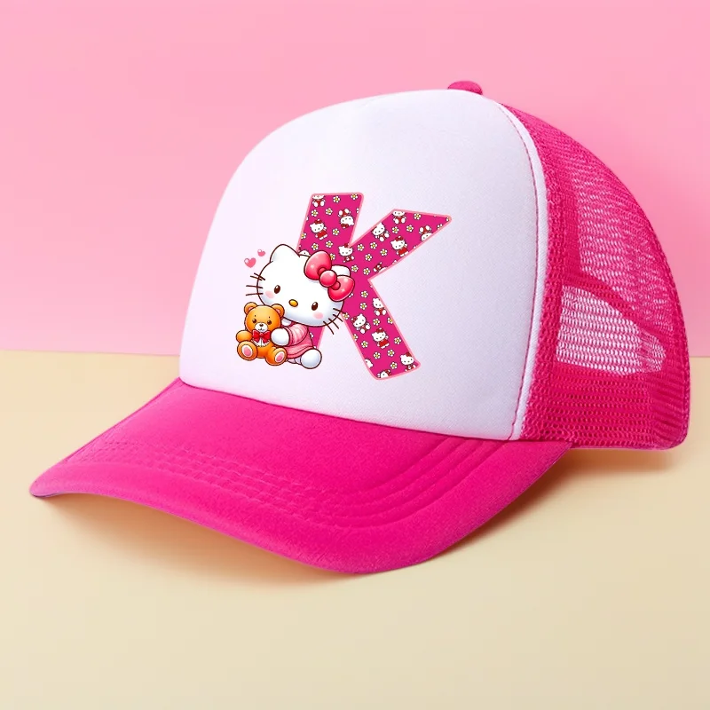 

Бейсбольная кепка с надписью Hello Kitty для мальчиков и девочек, регулируемая защита, унисекс, повседневная сетчатая шляпа от солнца в стиле хип-хоп, классическая хлопковая фуражка
