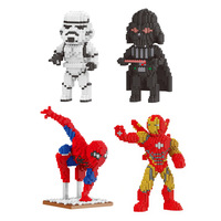 Star Wars Marvel Building Blocks Spiderman Stormtroopers Darth Vader Assembly Ironman 3D Model Connection Mini Brick Figure Toys
