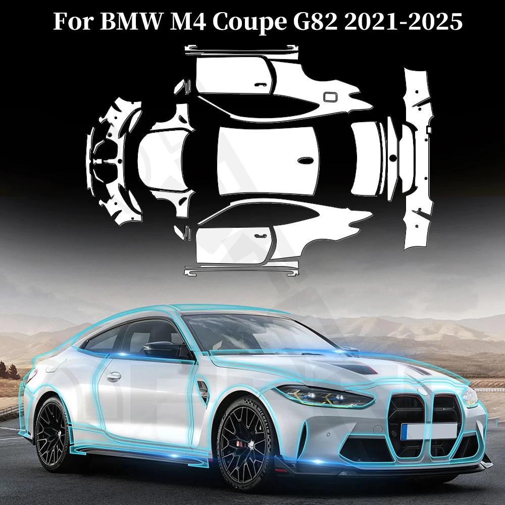 

For BMW M4 Coupe G82 2021-2025 Anti-Scratch TPU Paint Protection Film Pre-Cut PPF Car Body Clear Bra Resistant Invisible Cover