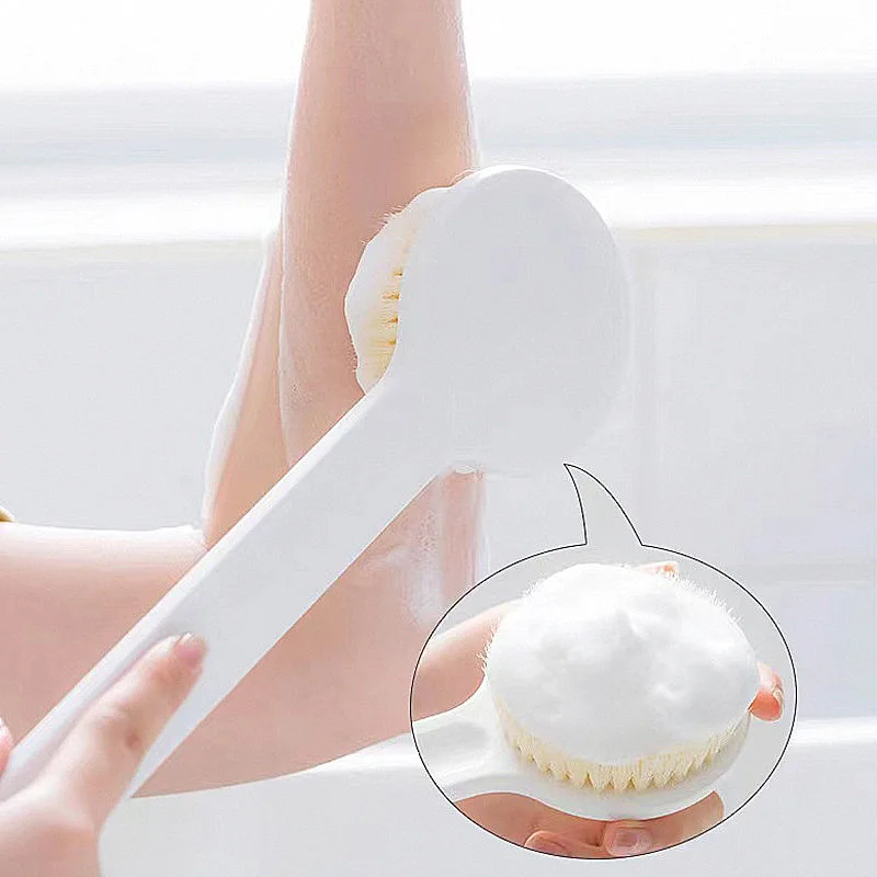 1Pcs Long Handle Soft Hair Bath Brush Backwash Bath Round Head Brush Bath Artifact Household Convenient Bathroom Supplies New