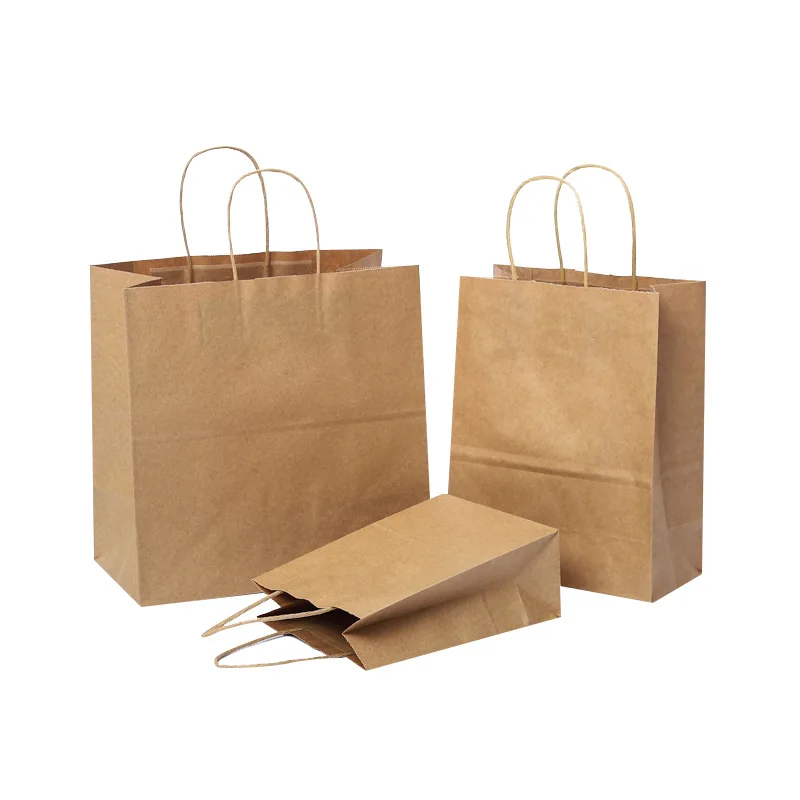 2025customized.Business MiniScan Kraft Paper Bag Coffee Milk Tea Take-Away Catering Hot Stamping Surface Custom Pa
