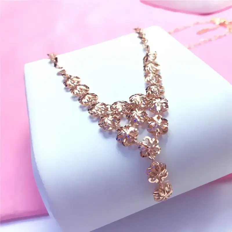 Romantic Luxury Wedding Flowers Tassel Necklace for Women Rose golden Pendant Engagement Dinner Moroccan jewelry gifts
