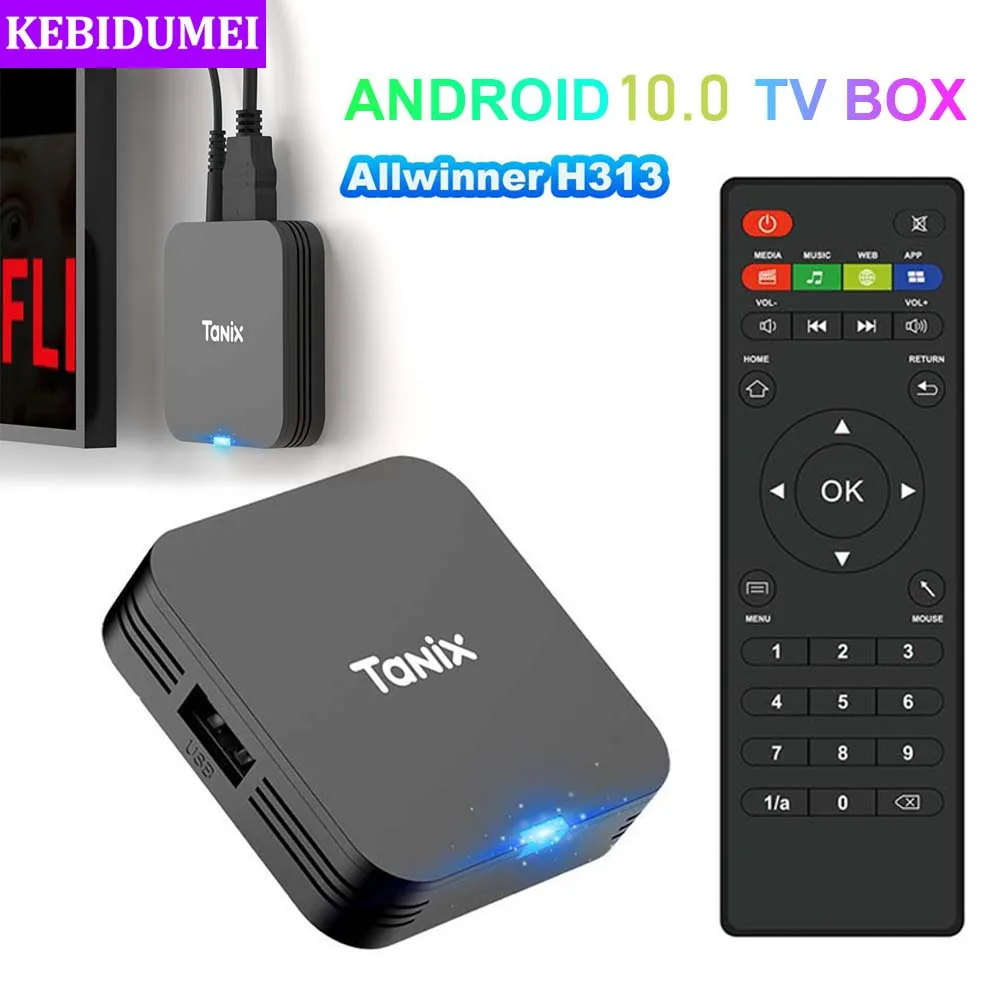 Mini Androidtv Android 10 TV Box Allwinner H313 Cortex A53 Set Top Box 4K HDR Vedio Decoding 2.4G WiFi Media Player for Youtube