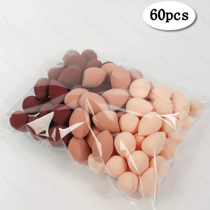 60pcs Mixed Portable Reusable Water Drop Shape Mini Blender Sponge Beauty Cosmetic Foundation Cosmetic Sponge Makeup Blender