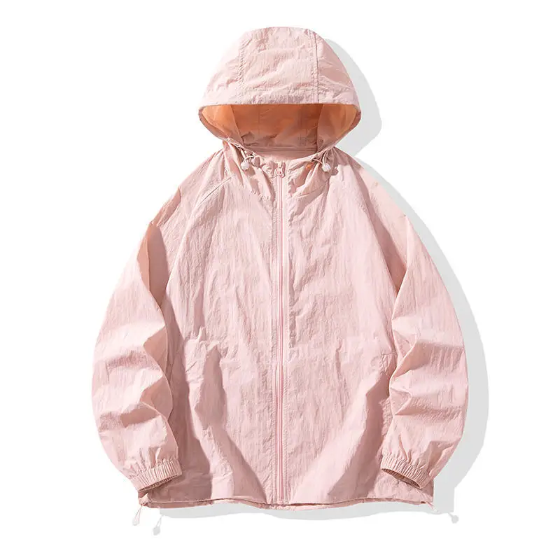 Hooded Summer Jacket for Men Sun Protection Thin Outdoor Jackets Women Sunscreen Solid Color Unisex Couple Tops 2025 Men Clothes
