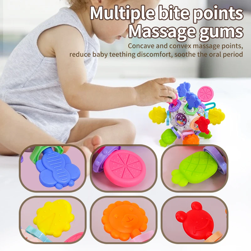 Juguete para bebé Manhattan bola redonda de silicona suave Bola de agarre de mano sonajero Infantil mordedores masticables juguetes para bebés de 0 a 12 meses